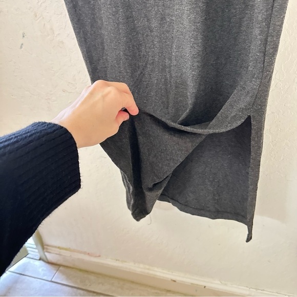 A Pea in the Pod Gray Bodycon Luxe Long Sleeve Slit Midi Maternity Dress XS - Picture 4 of 6